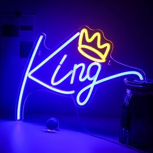 King Neonlicht Dekoleuchten Leuchtschild Neon Schild Neon Sign, LED Leuchtreklame Wanddekoration für Gaming Zimmer Schlafzimmer Wand Bar Hochzeit Party Geschenke Deko