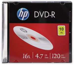 HP DVD-R 4.7GB, 120Min, 16x, Slimcase, 10 CDs