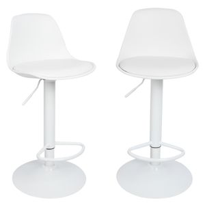 2er Set Barhocker mit Lehne Barstuhl Kunstleder Höhenverstellbar Weiß