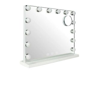 Schminktischspiegel, beleuchtet mit 3 Farbmodi, Vergrößerung, 50x40cm weiß, 220-240V