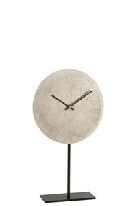 J-Line Uhr auf Fuß - Metall - Silber - Ø 41 cm - Wohnaccessoires