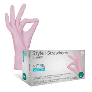 Einmalhandschuhe, Nitril Handschuhe, rosa, puderfrei, 100 Stück, Größe S, Rosie, Style by Med-Comfort
