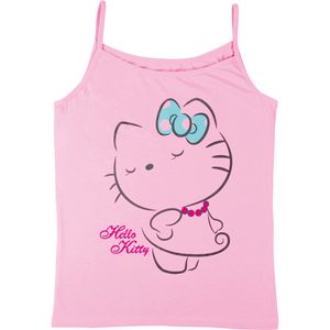 Hello Kitty - T-Shirt Oberteil für Damen Frauen Top Shirt Spaghettiträger Rosa, Größe:40-42