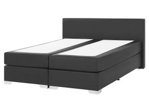 BELIANI Kontinentálna posteľ čierna z umelej kože 160 x 200 cm s vreckovým pružinovým matracom