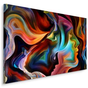 Fabelhaftes Canvas LEINWAND BILDER 90x60 cm XXL Kunstdruck Gesichter Abstrakt Gemalt