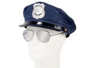 Karneval Polizei-Hut Polizei-Mütze Polizei-Kostüm Party Pilotenbrille Pornobrille