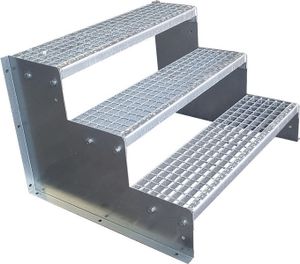 3 Stufen Standtreppe Modell 2 Treppe Stahltreppe freistehend  Stufenhöhe 18cm Breite 60cm Höhe  54cm verzinkt