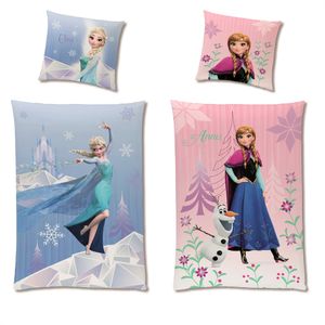 Frozen Eiskönigin Wende Bettwäsche Set für Mädchen 135x200 80x80 cm Motiv Diamonds mit Anna und Elsa aus 100% Baumwolle in Linon Qualität