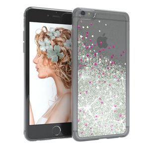 EAZY CASE Hülle kompatibel mit Apple iPhone 6 / 6S Schutzhülle mit Flüssig-Glitzer, Handyhülle, TPU / Silikon, Transparent / Durchsichtig, Silber
