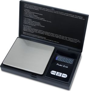 Intirilife Digitale Feinwaage in SCHWARZ – 500g Elektronische Taschenwaage mit Tara Funktion und LCD-Display – Extrem Präzise Digitalwaage für Münzen, Schmuck, Gold, Küche, Kochen