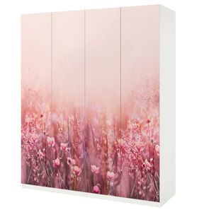 MyMaxxi -  Klebefolie Möbel passend für IKEA Pax Schrank 4 Türen  Motiv Blumenfeld Pink  Möbelfolie selbstklebend  Dekofolie Tattoo Aufkleber Folie für Schlafzimmer und Kinderzimmer