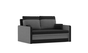 Sofa MILTON 135 x 90 mit Schlaffunktion - Schlafsofa mit Bettkasten - Farben zur Auswahl - STOFF HAITI 17 + HAITI 14 Schwarz&Grau