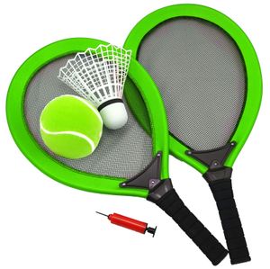 Best Sporting Jumbo-Tennis-Set, 2 Schläger, 1 Federball, 1 Tennisball, Ballpumpe, Farbe:grün