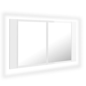 vidaXL LED kúpeľňová zrkadlová skrinka s vysokým leskom biela 80x12x45 cm akryl