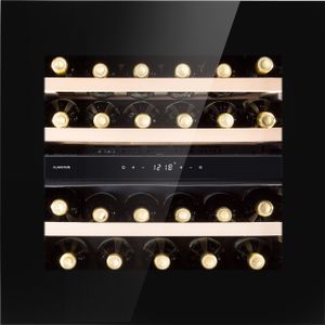 Klarstein Weinkühlschrank Freistehend, Kleiner Getränkekühlschrank Schmal, 2 Zonen Weinkühlschrank mit Glastür, Indoor/Outdoor Beersafe, Kühlschrank Klein mit LED-Lichter, 5-20°C, 25 Flaschen