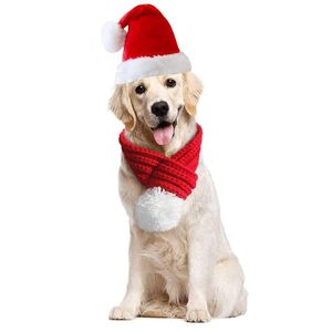 Weihnachtsmütze, Schal und Anzug für Haustiere, Weihnachtskleidung für Katzen und Hunde,(M)