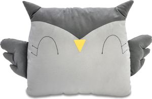 Pepi Plyšový vankúš v tvare sovy - ručne šitý antialergický vankúš 42 × 35 cm Detský vankúš Dekoratívny vankúš pre bábätká Plyšová sova Plyšová hračka Svetlo sivá