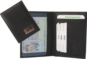 Fahrzeugschein Ausweismäppchen schwarz Leder