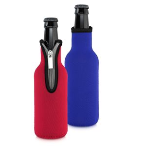 kwmobile 2x 330ml Flasche Flaschenkühler - für Bier und andere Getränke - aus isoliertem Neopren - Kühler in Blau Rot