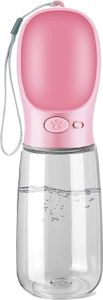 Hundetrinkflasche für unterwegs - Auslaufsicher & Tragbar Trinkbehälter - Trinkflasche für Welpen und Haustiere, Hundetrinkflaschen Reisen & Spazierengehen mit Verschlussknopf 550 ml, Rosa