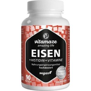 Eisen 20 mg + Histidin + Vitamine, 90 vegane Kapseln