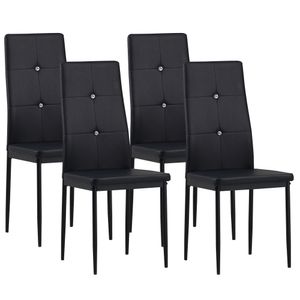 Židle do jídelny Albatros DIAMOND sada 4 kusů, černá - Elegantní vzhled diamantu, čalouněná židle s potahem z Imitace kůže Moderní stylový design u jídelního stolu Kuchyňská židle Židle do jídelny s vysokou nosností