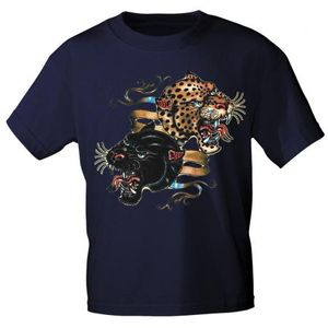 T-Shirt mit Print - Leopard Panther Banner 12679 Gr. S-3XL Color - schwarz Größe - XXL