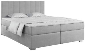 Posteľ MKS MEBLE s pružinovým boxom - manželská posteľ s viacvrstvovým matracom a topperom - čalúnená posteľ s podnožou - úložná posteľ - Pedro
