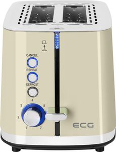 ECG ST 2766 Vintage Vanilla | Toaster | 2 Fächer für Toast | 7 Stufen der Heizintensität | Integrierter Backrost| Edelstahl | Vanilla |