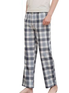 ydance Herren Kariert Bedruckte Pyjamas Hosen Elastische Taille Homewear Hose,Farbe:Hellblau,Größe:XL