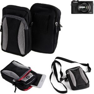 K-S-Trade Fototasche kompatibel mit Canon PowerShot G7 X Mark III Gürtel-Tasche Holster Umhänge Tasche Kameratasche, schwarz-grau Brust-Beutel
