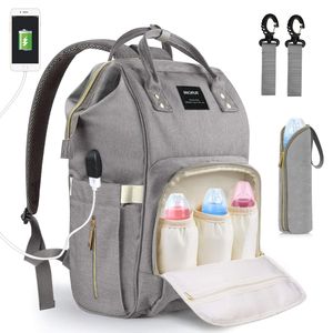 Baby Wickeltasche Wickelrucksack, mit USB-Lade Port Kinderwagen-haken Isolierte Tasche für Unterwegs, Große Kapazität