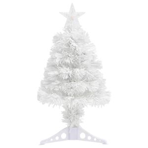 vidaXL Künstlicher Weihnachtsbaum mit Beleuchtung Weiß 64 cm Glasfaser