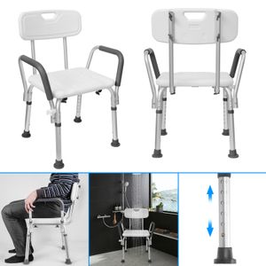 LZQ Duschstuhl Höhenverstellbar Duschhocker mit Armlehne und Rückenlehne Duschsitz Duschhilfe Badehocker für Senioren, Schwangere