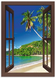 ARTland Wandbild Alu für Innen & Outdoor Paradies - braunes Fenster Größe: 50x70 cm