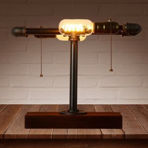 Retro Industrial Tischlampe Water Pipe Nachtlicht 220V Steampunk Loft  E27
