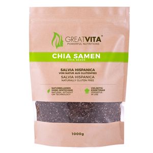 GreatVita | Chia Samen 1000g naturbelassen, Salvia Hispanica unbehandelt & vegan