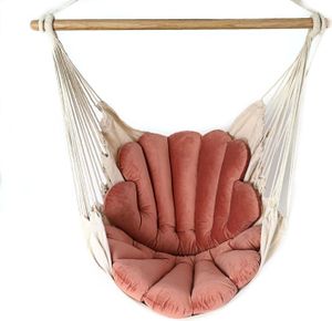 Love Gifts® Fotel wiszący z 2 poduszkami w kształcie muszli i zestawem haków sufitowych 130/100 cm - nośność 150 kg, fotel wiszący dla dorosłych i dzieci, siedzisko wiszące