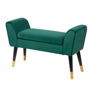 Elegante Sitzbank SCARLETT 90cm smaragdgrün Samt mit Armlehnen