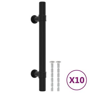 vidaXL Möbelgriffe 10 Stk. Schwarz 96 mm Edelstahl