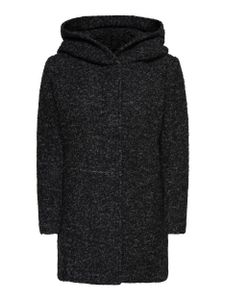 ONLY Damen Langarm Mantel Kapuze Wolle Reißverschluss schwarz/grau Größe M