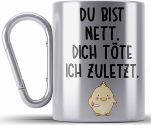 Trendation - Lustige Edelstahl Tasse Karabiner Kollege Kollegin Geschenk Lustiger Spruch Karabiner Edelstahl Tasse Karabiner Edelstahl Sprüche Sarkasmus Edelstahl Tasse Karabinern mit Sprüchen (Silber)