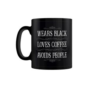 Grindstore - Hrnček na kávu "Wears Black, Loves Coffee, Avoids People" GR4674 (One Size) (Black)