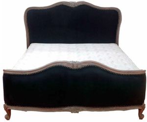 Casa Padrino Luxus Barock Doppelbett Schwarz / Antik Braun - Edles Massivholz Bett mit Kopfteil - Barock Schlafzimmer Möbel