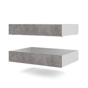 Naia Schubladen für Betten Beton / Weiß Hochglanz