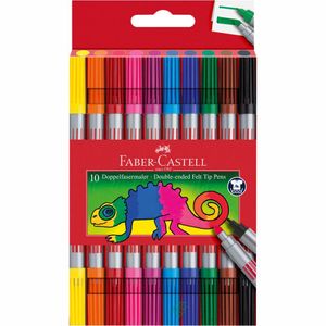 Długopisy FABER-CASTELL z podwójną fibrową końcówką, 10 sztuk