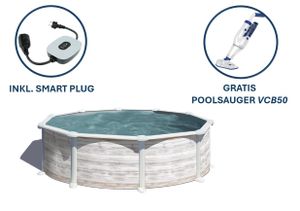 GRE Runder Stahlwandpool mit Nordicoptik Ø 350 x 132 cm, Serie Grönland + Smart Plug + GRATIS Elektrischer Poolreiniger ELECTRIC VAC PLUS GRE Runder Stahlwandpool mit Nordicoptik Ø 350 x 132 cm, Serie Grönland + Smart Plug + GRATIS Elektrischer Poolreiniger ELECTRIC VAC PLUS