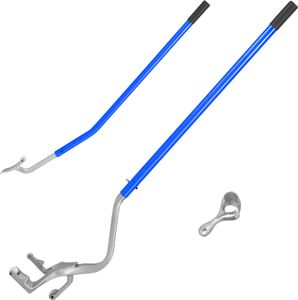 COSTWAY 3-częściowe narzędzie do wymiany opon, zmieniarka do opon 44-62 cm, 3-częściowe ręczne narzędzie do opon ze stalowym uchwytem stopki, dźwignia do naprawy opon (niebieska)