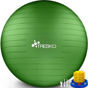 TRESKO Gymnastikball (Grün, 65cm) mit Pumpe Fitnessball Yogaball Sitzball Sportball Pilates Ball Sportball