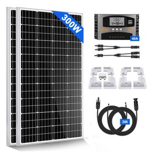 300W Wohnmobil Set Solarpanel Solarmodul 2X150W 12V Monokristallin Mit Montage PV Halterung für RV Camping Haus